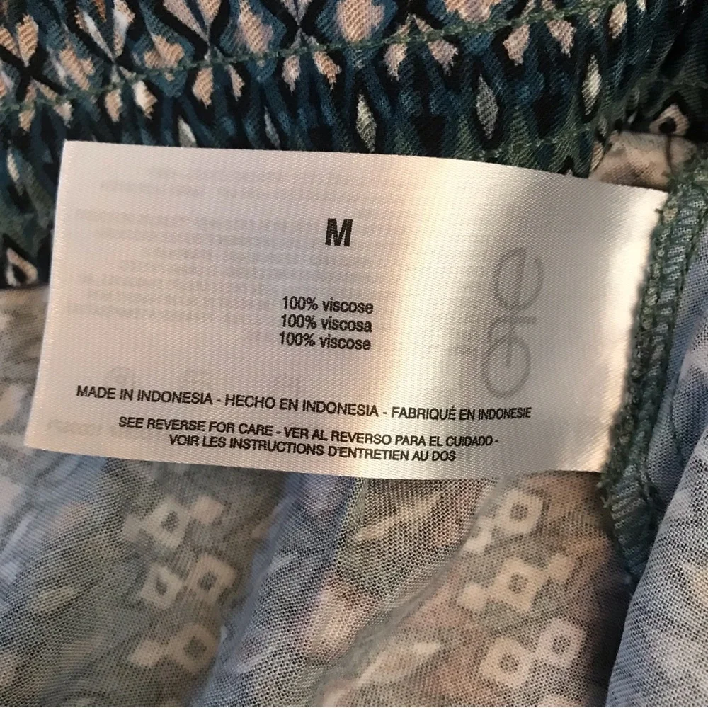 Jessica Simpson Boho Harem Cabana Pants Womens Medium Baggy Relaxed Teal Brown - Picture 4 of 13